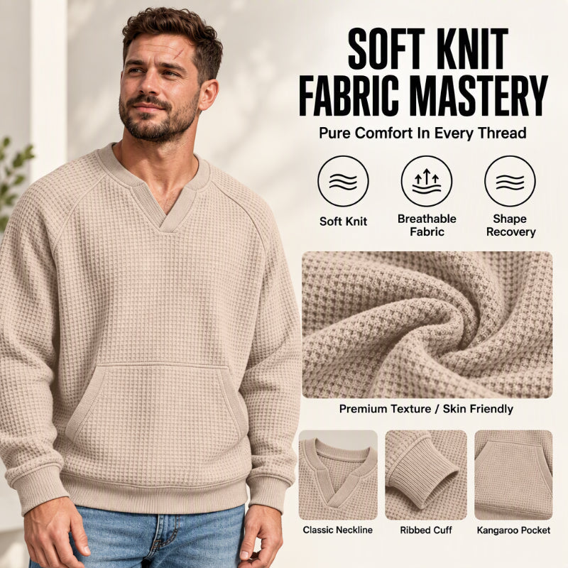 🔥Men's Casual Waffle Knit Sweatshirt