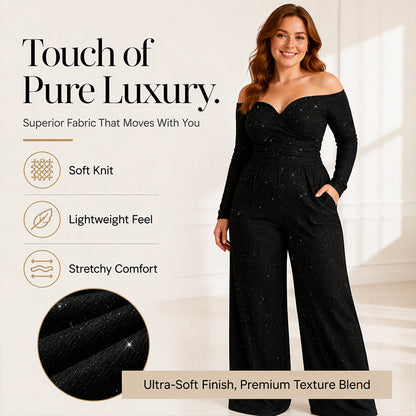 ✨Women's Chic Off-Shoulder Sequined Jumpsuit